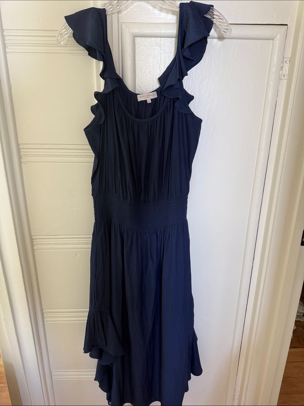 Ramy Brook Navy Ruffled Midi Dress